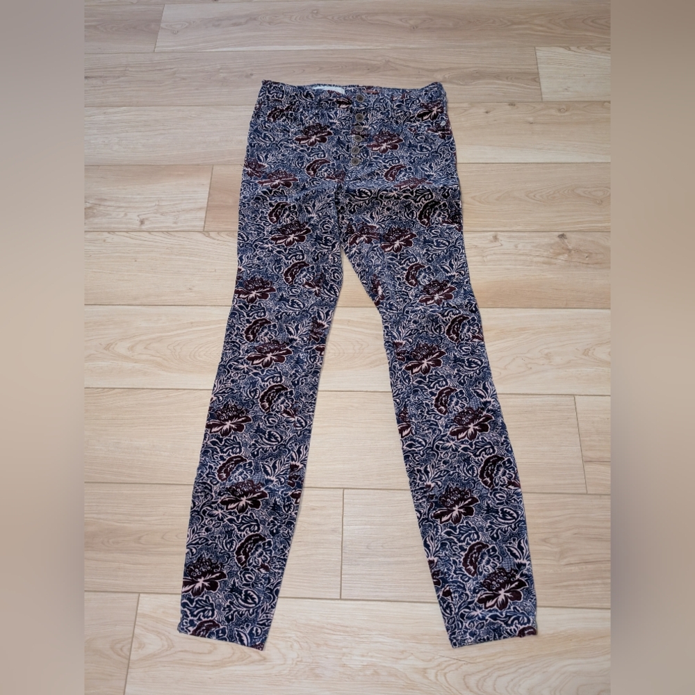 Anthropologie printed corduroy 28 TALL skinny pants